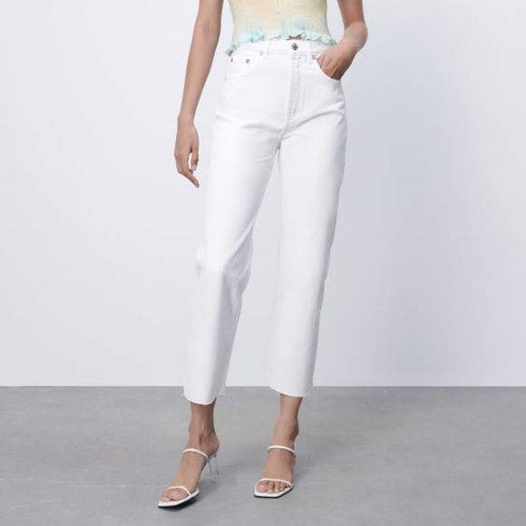 Zara Hi-Rise Straight Leg Jeans - White - Picture 1 of 7